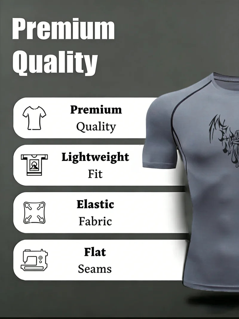 Men's "Fallen Angel" 2026 Compression Shirt – Premium Athletic Rash Guard for Training & Fitness