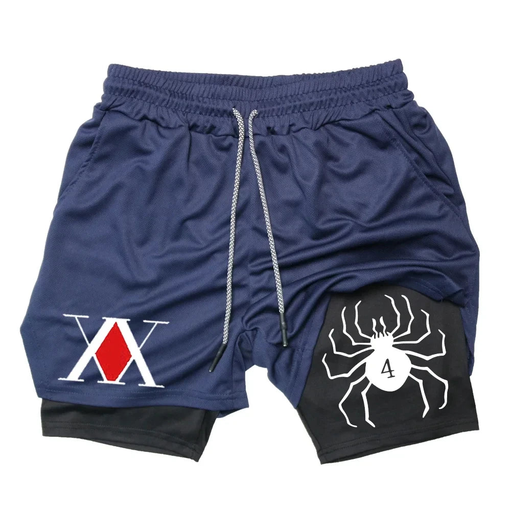 Official Hunter x Hunter 2-in-1 Performance Shorts – Premium Anime Gym Bilayer Shorts
