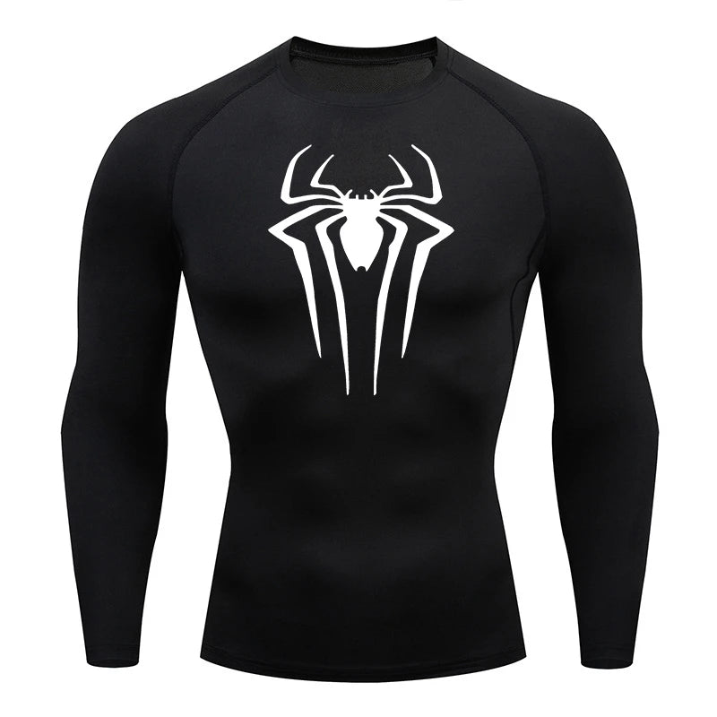 Men's "Spider Web" Compression Shirt – Premium Long Sleeve Rash Guard for Gym & BJJ