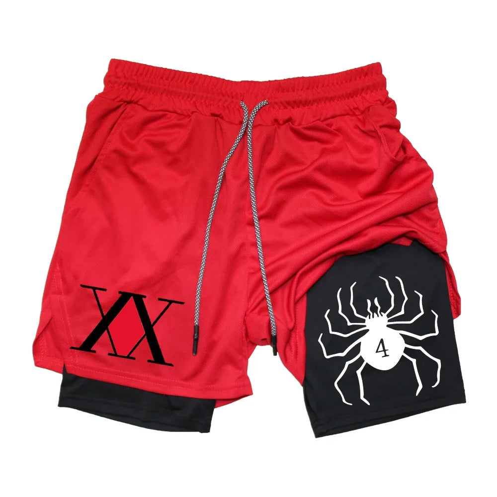 Official Hunter x Hunter 2-in-1 Performance Shorts – Premium Anime Gym Bilayer Shorts