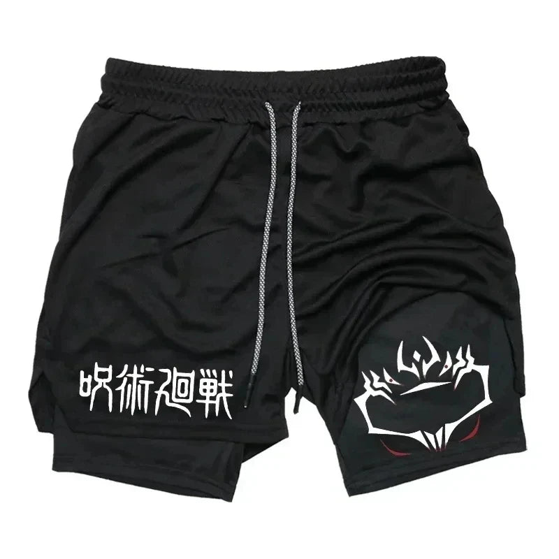 LAMLKKY" Jujutsu Kaisen 2-in-1 Performance Shorts – Premium Anime Gym Compression Shorts