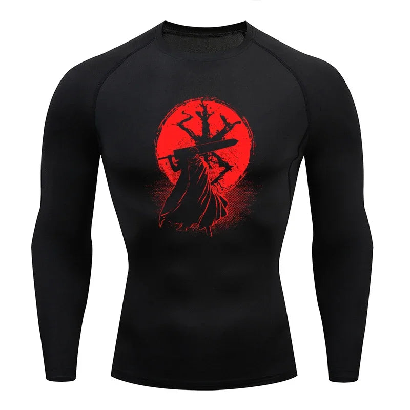 AoFuson Wolf" Berserk "Guts" Compression Shirt – Premium Anime Gym Rash Guard
