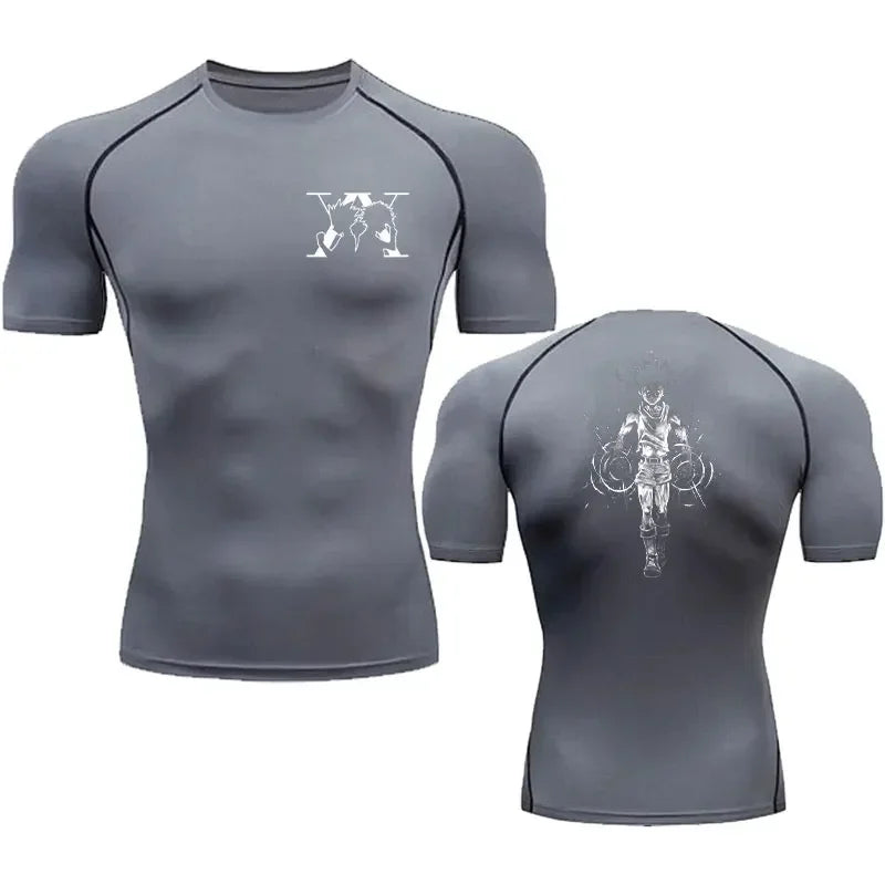 Men's "Elite Motion" Compression Shirt – Quick-Dry Graphic Athletic Tee for Gym & Fitness