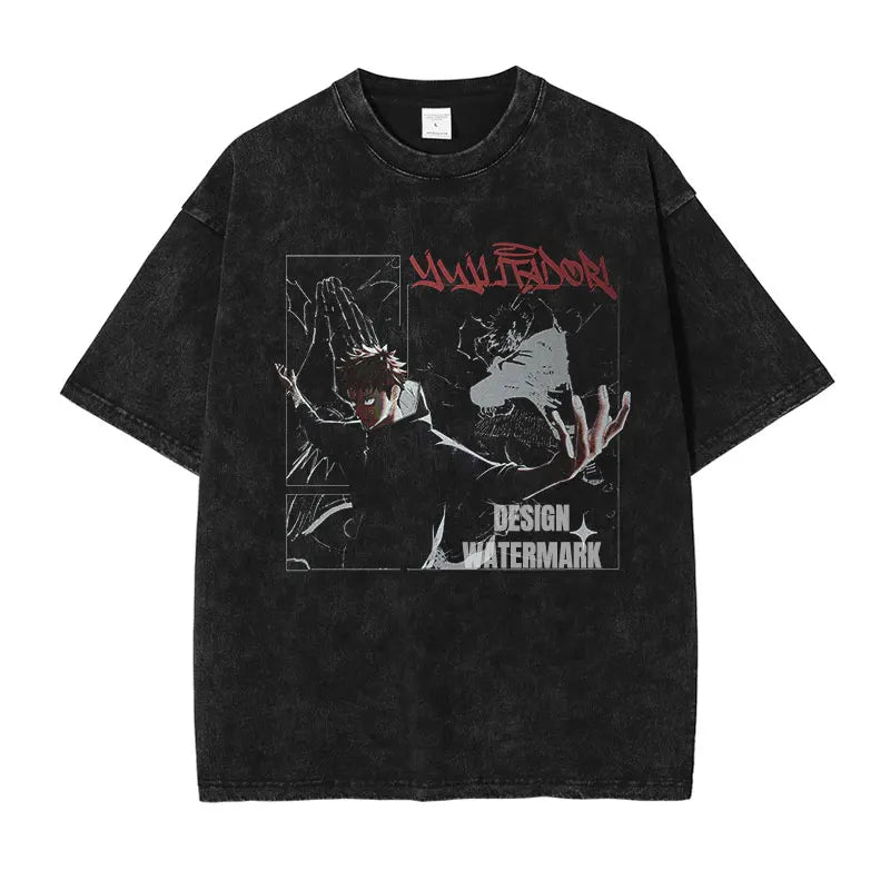 Official Bandai Jujutsu Kaisen "Itadori Yuuji" Vintage Washed T-Shirt – Premium Anime Streetwear