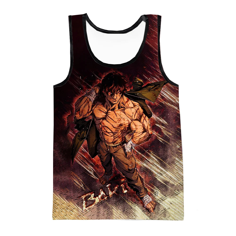 Official Baki Hanma "Demon Back" Training Tank Top – Premium Oversized Gym Vest