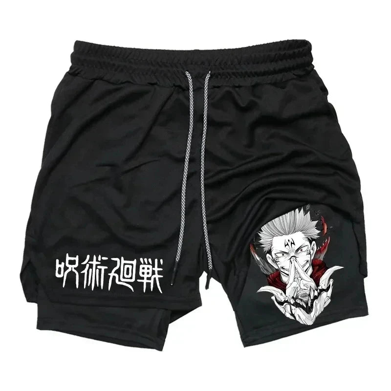LAMLKKY" Jujutsu Kaisen 2-in-1 Performance Shorts – Premium Anime Gym Compression Shorts