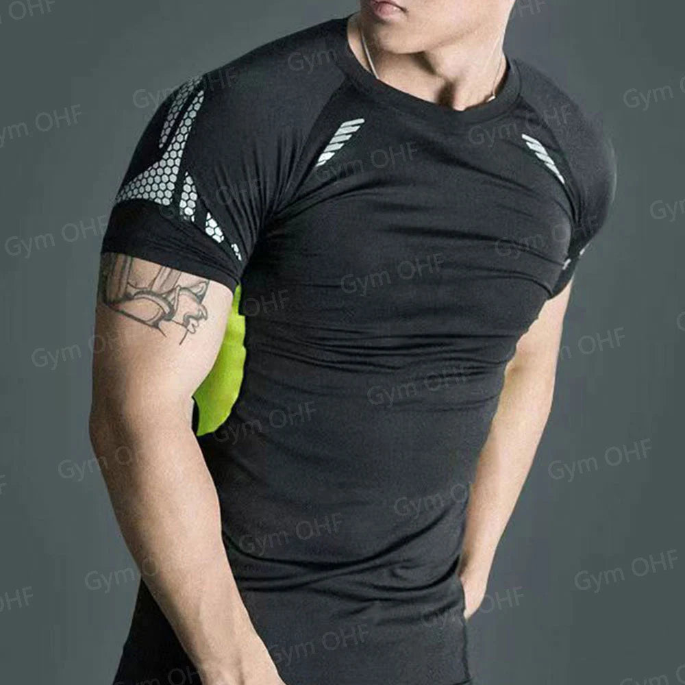 Men's "Anime Funny Face" 2-in-1 Fitness Set – Compression Tee & Double-Deck Shorts