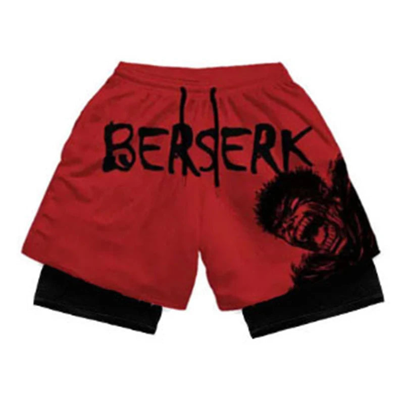"HooThreads" Anime Performance 2-in-1 Shorts – Premium Bilayer Athletic Shorts for Men