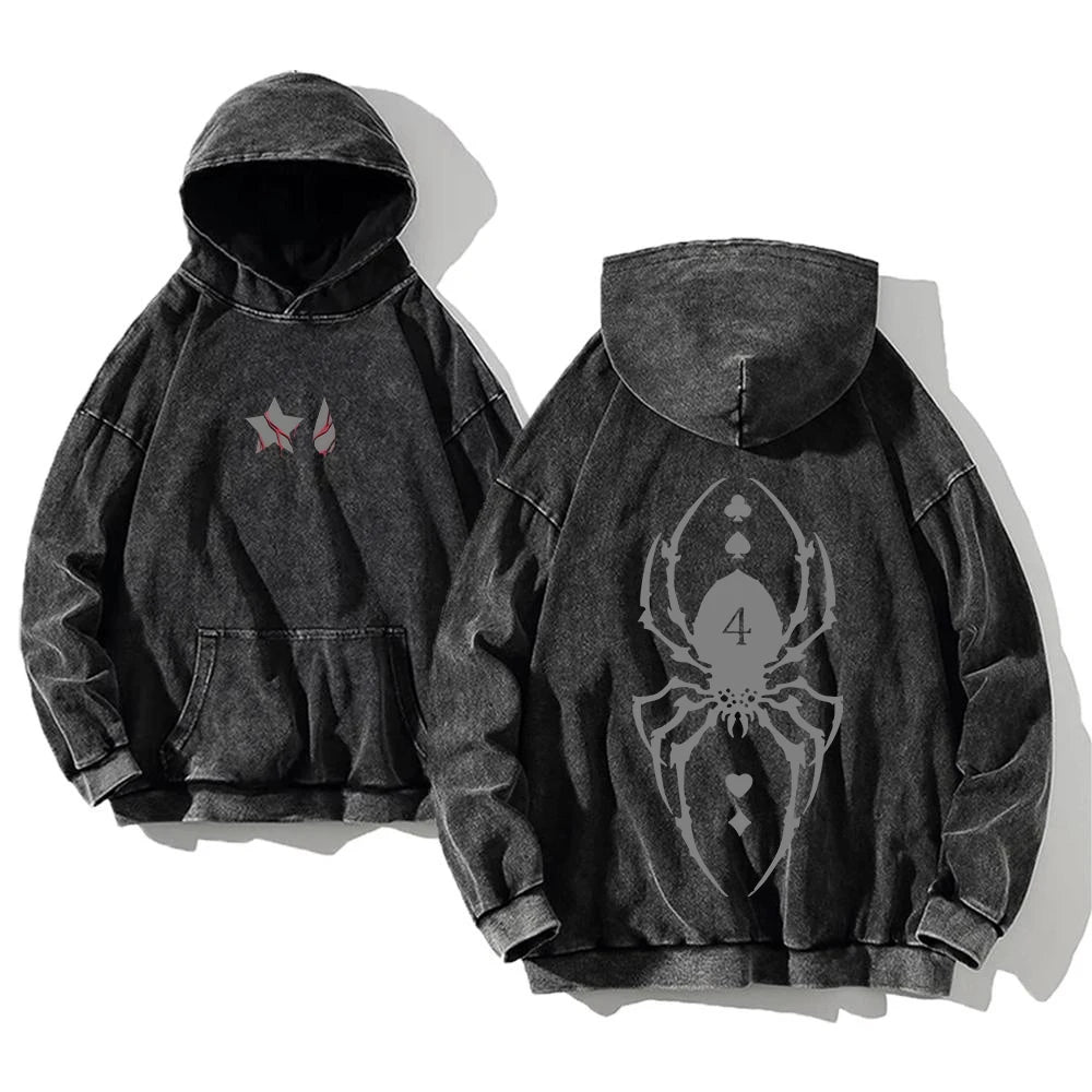 Official Hunter x Hunter Killua Zoldyck Vintage Washed Hoodie – Premium Oversized Cotton Sweatshirt