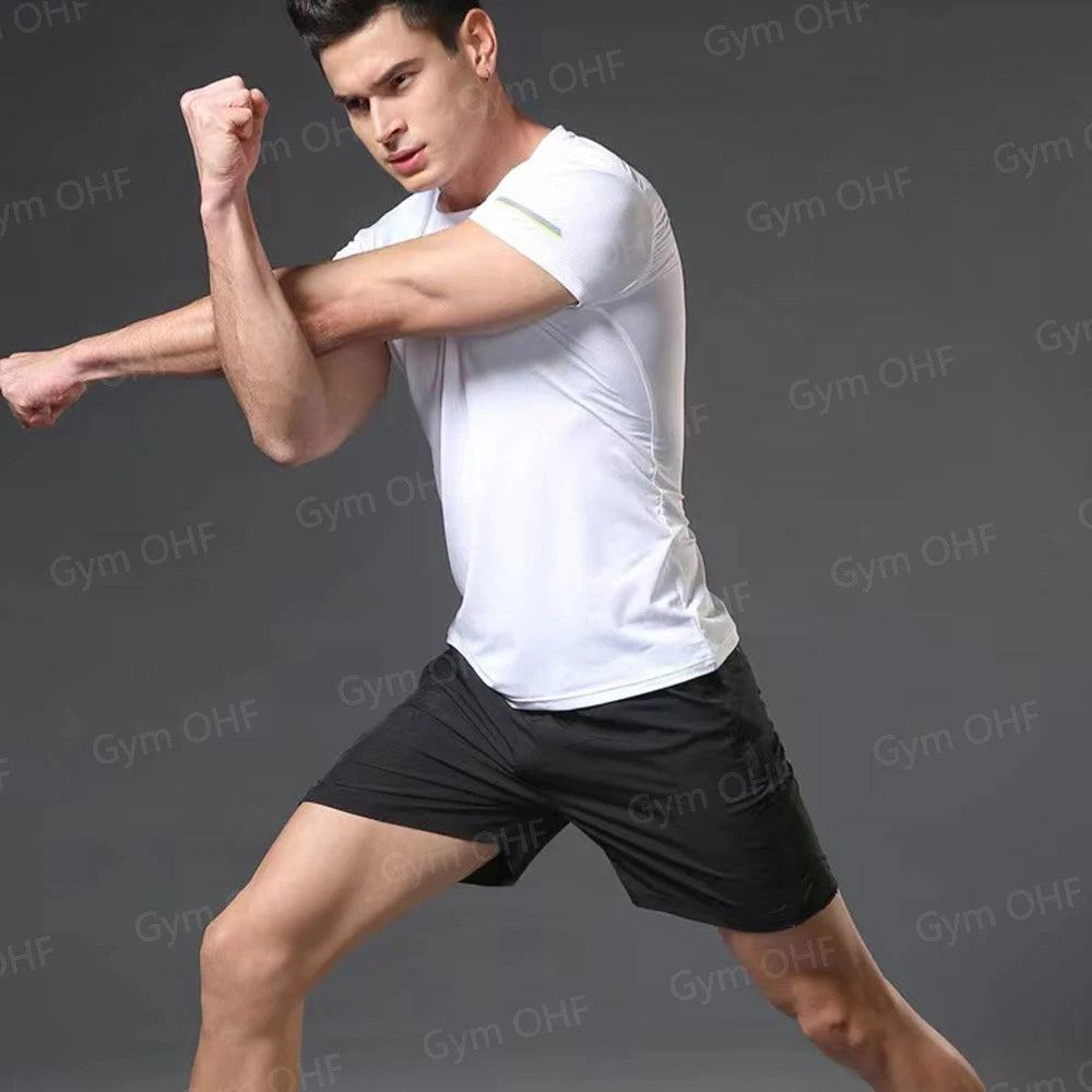 Men's "Heroic Spirit" Anime 2-in-1 Fitness Set – Compression Tee & Double-Deck Shorts
