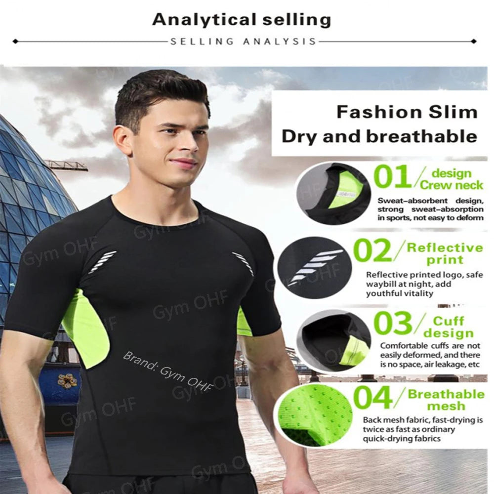 Men's "Anime Funny Face" 2-in-1 Fitness Set – Compression Tee & Double-Deck Shorts