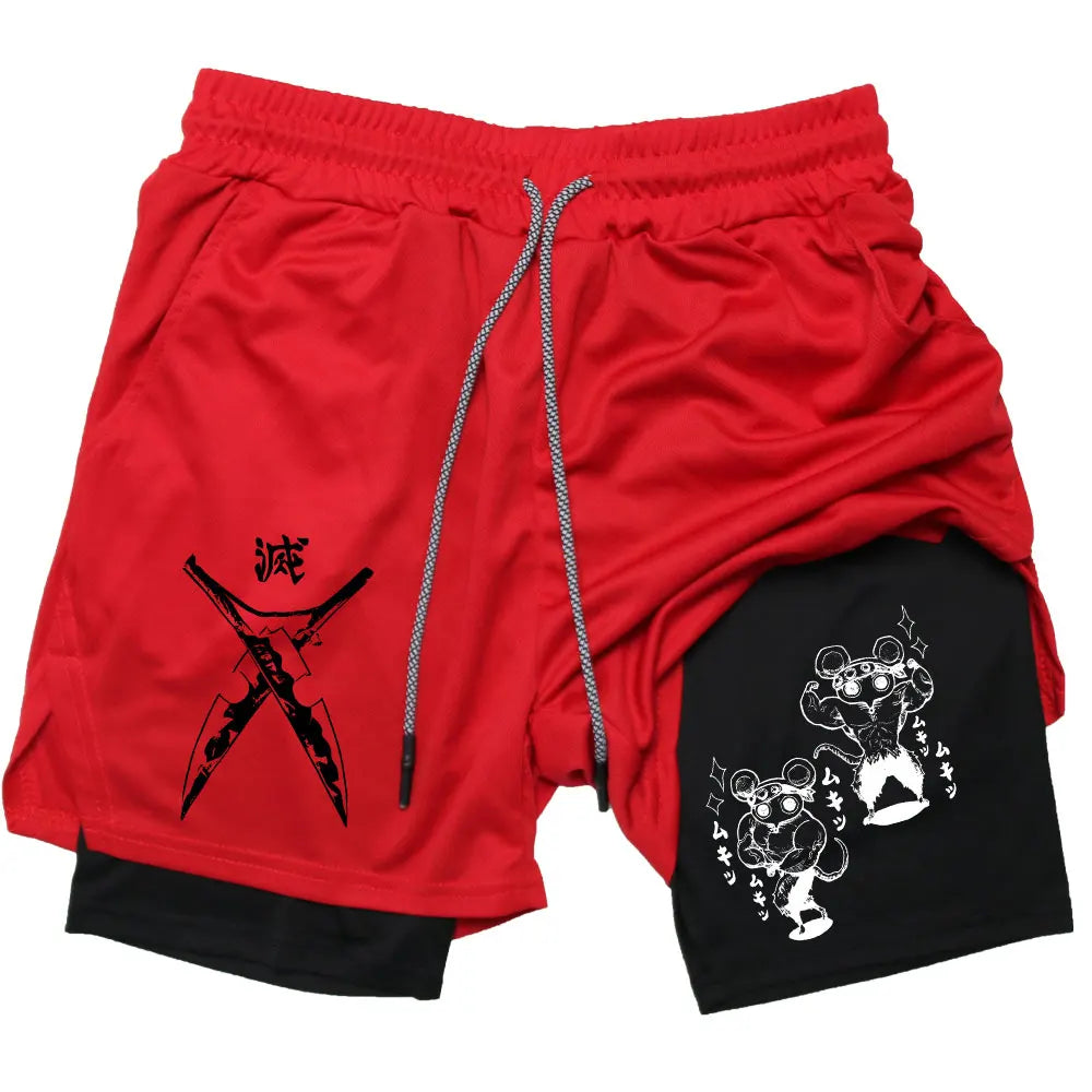 Official Demon Slayer "Slayer Corps" Compression Shorts – Premium Quick-Dry Gym & Beach Shorts