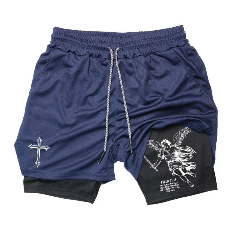 "Street Ninjas" Angel Cross 2-in-1 Performance Shorts – Quick-Dry Athletic Shorts with Phone Pocket
