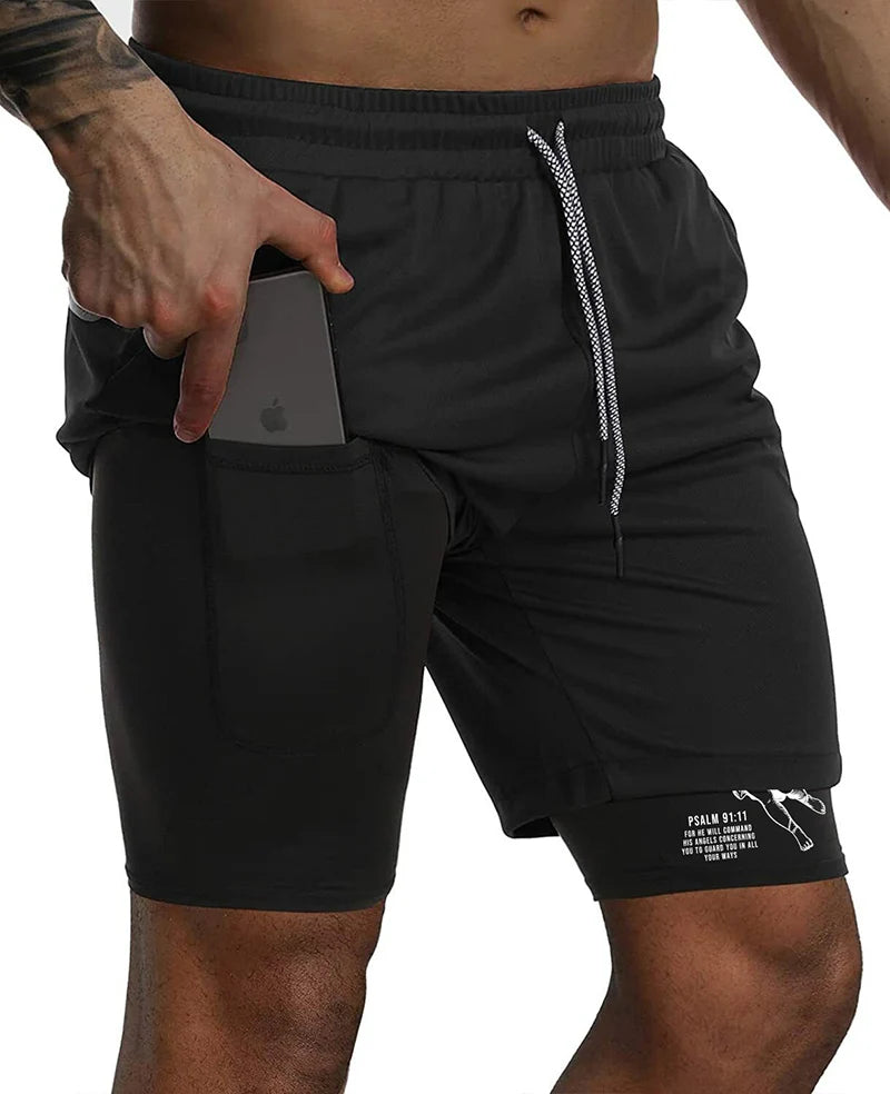 "Street Ninjas" Angel Cross 2-in-1 Performance Shorts – Quick-Dry Athletic Shorts with Phone Pocket