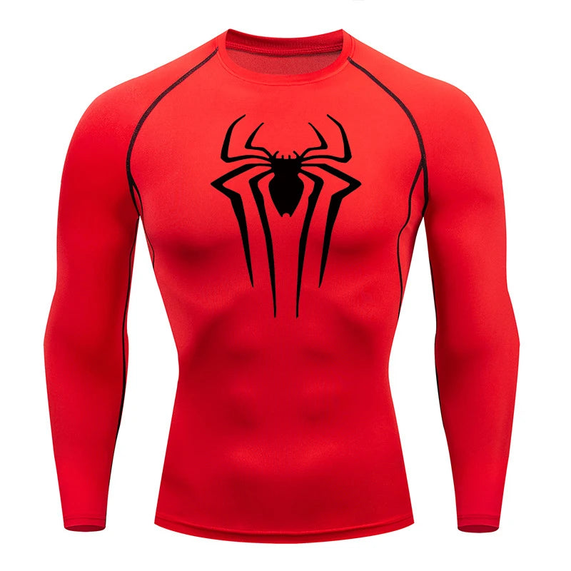 Men's "Spider Web" Compression Shirt – Premium Long Sleeve Rash Guard for Gym & BJJ