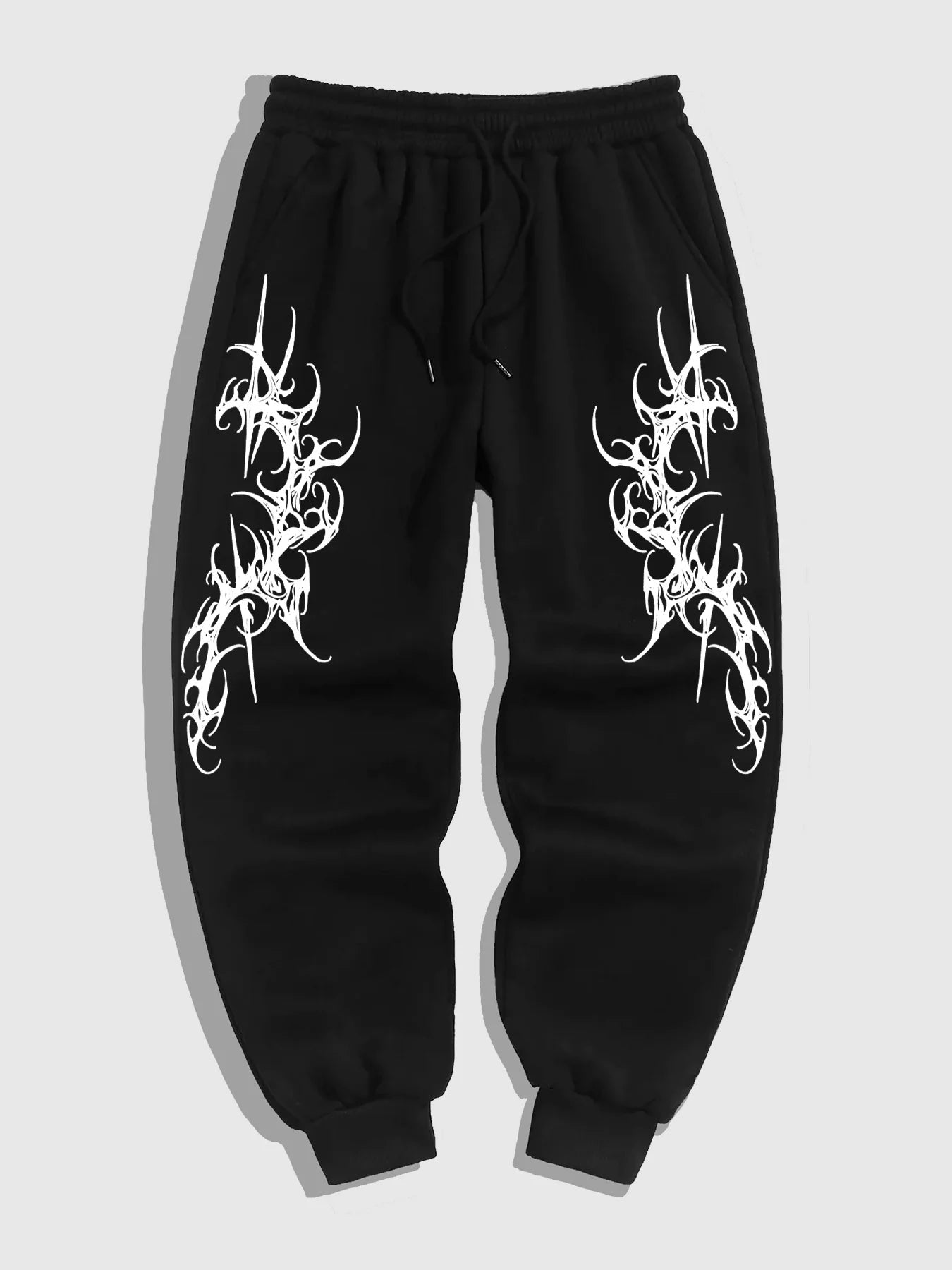 Men's "Dark Street" Gothic Jogger Pants – Premium Fleece-Lined Hip Hop Sweatpants