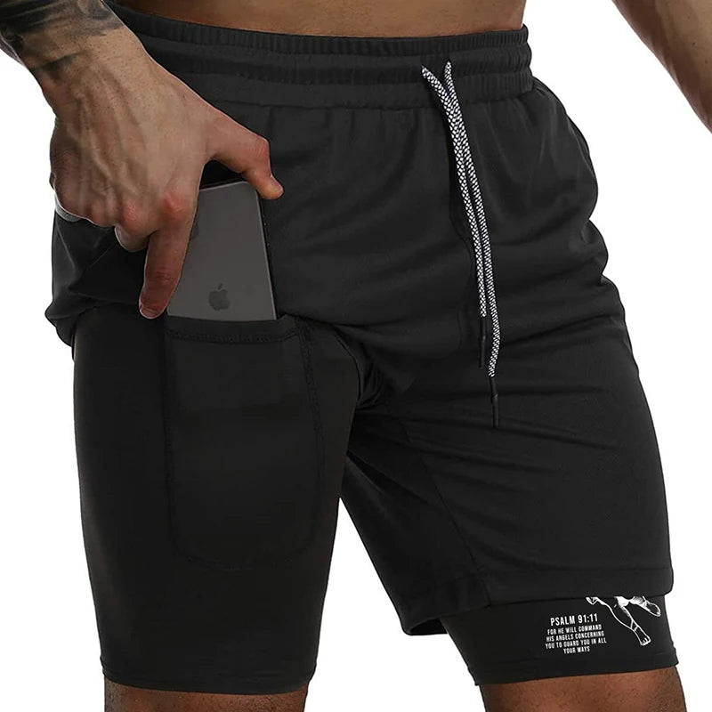 "Street Ninjas" Angel Cross 2-in-1 Performance Shorts – Quick-Dry Athletic Shorts with Phone Pocket