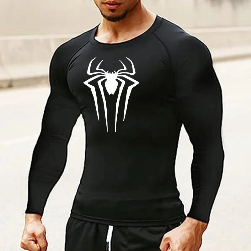 Men's "Spider Web" Compression Shirt – Premium Long Sleeve Rash Guard for Gym & BJJ