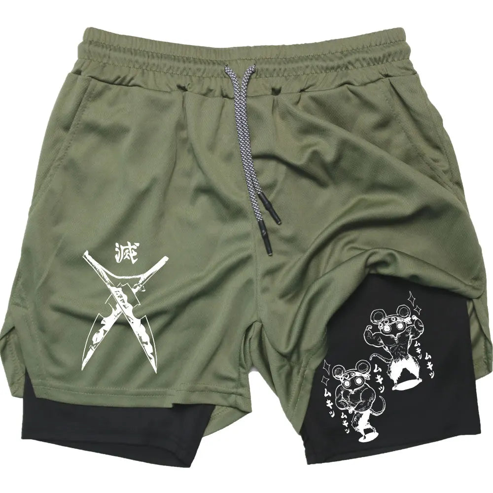 Official Demon Slayer "Slayer Corps" Compression Shorts – Premium Quick-Dry Gym & Beach Shorts