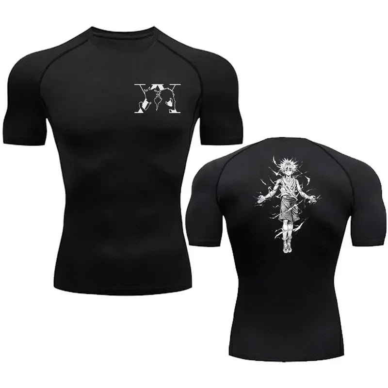 Men's "Elite Motion" Compression Shirt – Quick-Dry Graphic Athletic Tee for Gym & Fitness