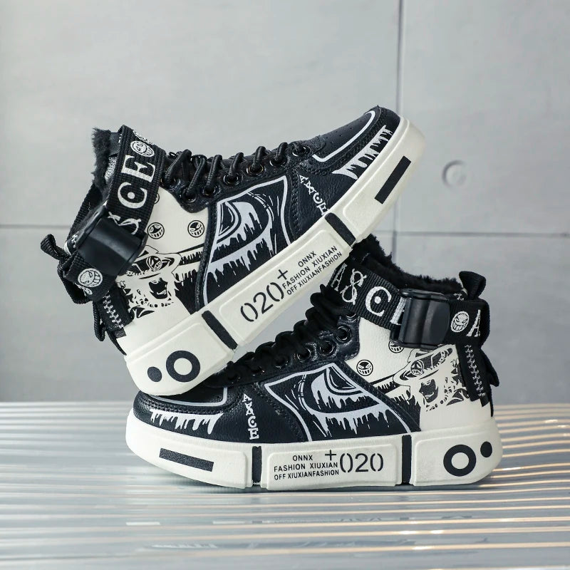 Boys' "Winter Guard" High-Top Sneakers – Waterproof Leather School & Sports Shoes