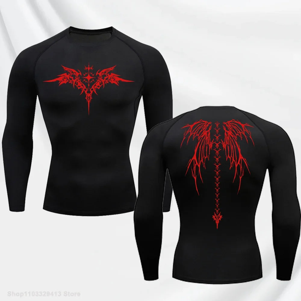 "DUTRIEUX" Anime Graphic Compression Long Sleeve – Premium Quick-Dry Gym Rash Guard