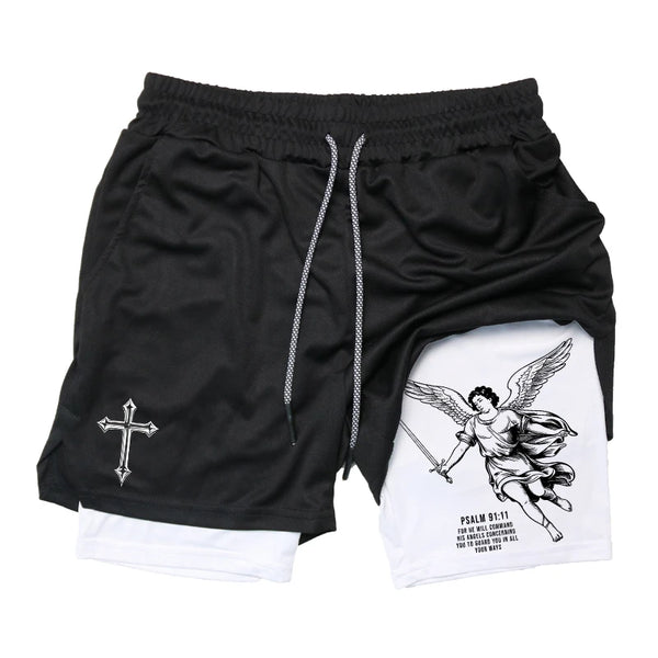 "Street Ninjas" Angel Cross 2-in-1 Performance Shorts – Quick-Dry Athletic Shorts with Phone Pocket