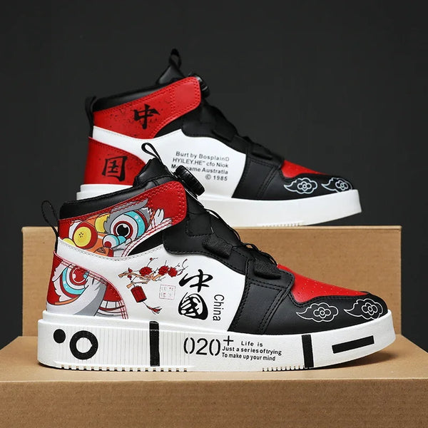 DF.Echo High-Top Skate Shoes – Genuine Leather Unisex Sneakers for Teens & Adults | Designer Street Style