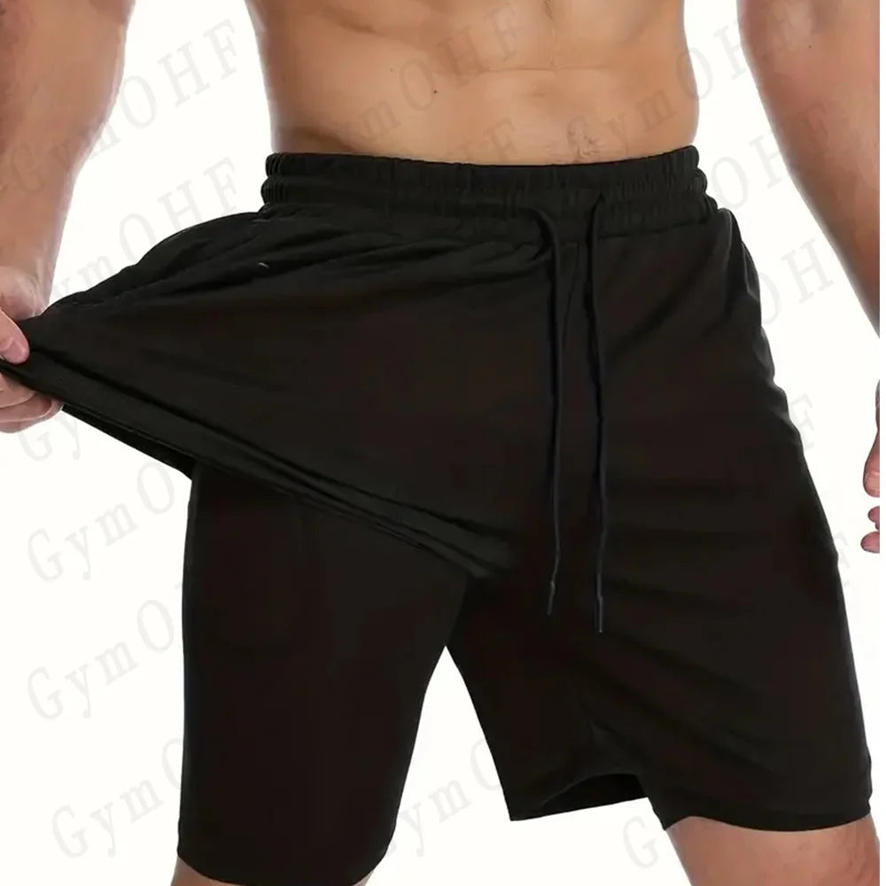 Men's "Heroic Spirit" Anime 2-in-1 Fitness Set – Compression Tee & Double-Deck Shorts
