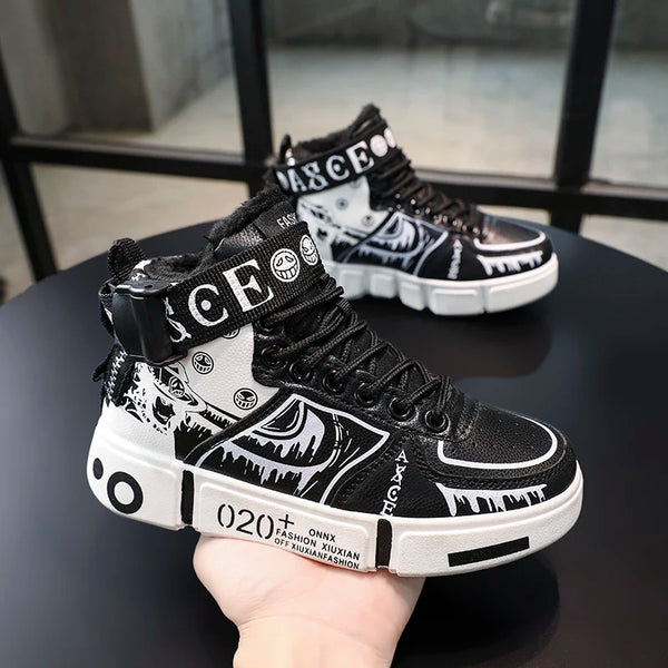 Boys' "Winter Guard" High-Top Sneakers – Waterproof Leather School & Sports Shoes