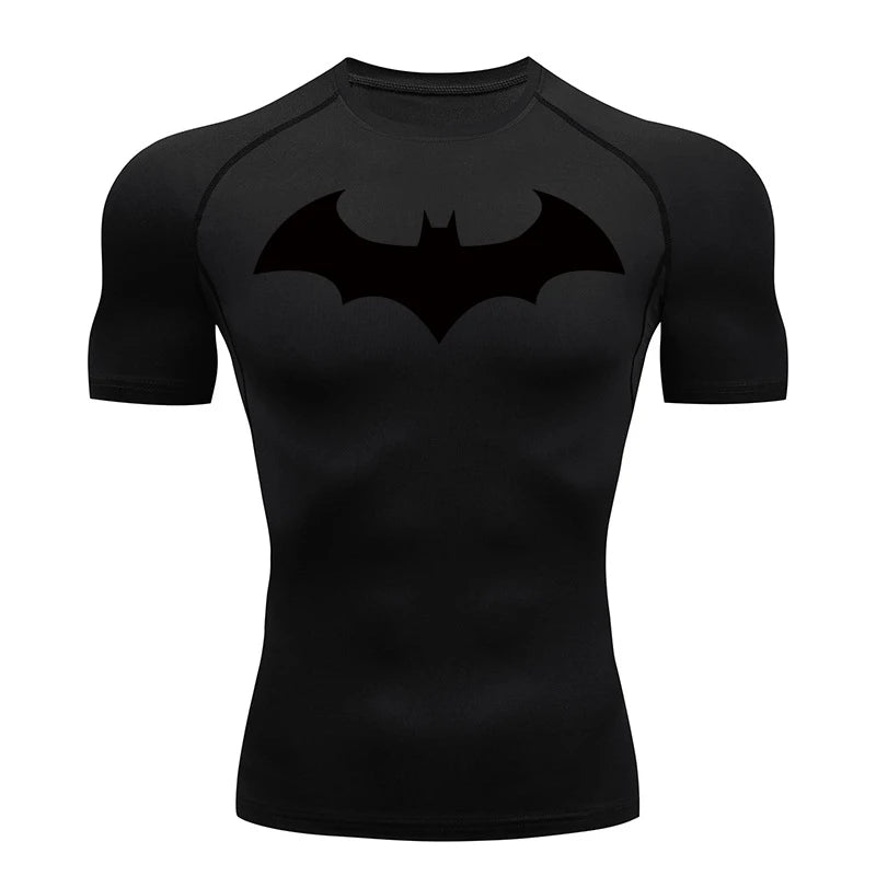 Men's "Bat Warrior" Compression Shirt – Premium Short Sleeve Rash Guard for Gym & BJJ