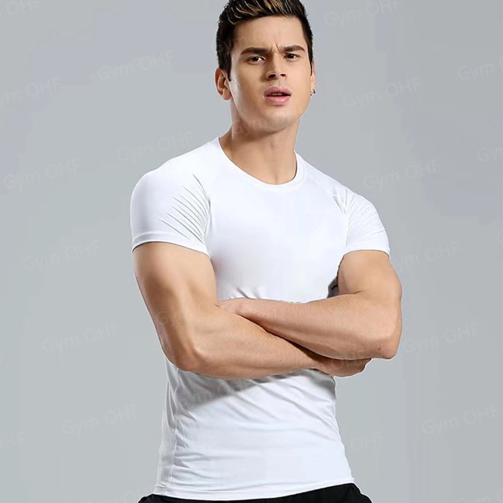 Men's "Anime Funny Face" 2-in-1 Fitness Set – Compression Tee & Double-Deck Shorts