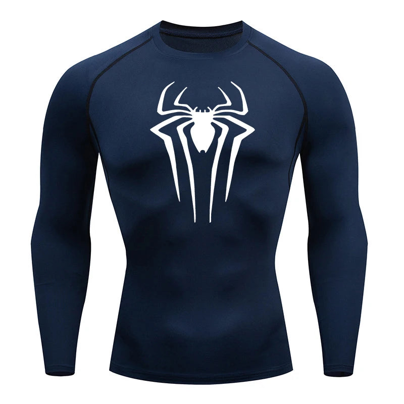 Men's "Spider Web" Compression Shirt – Premium Long Sleeve Rash Guard for Gym & BJJ