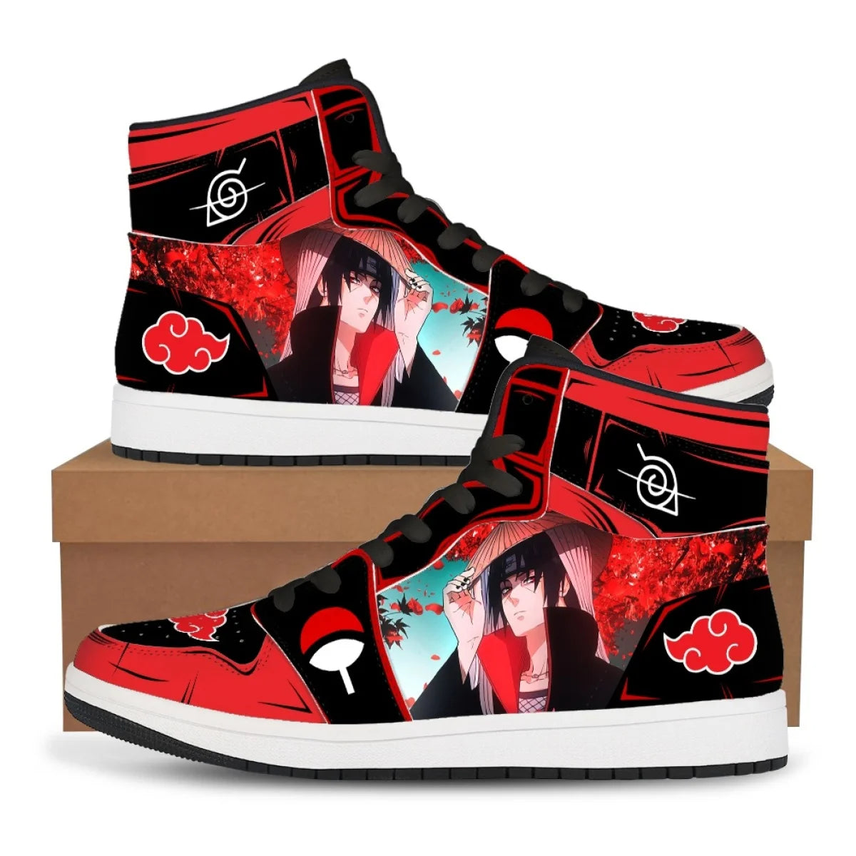 Official Bandai "Naruto: Itachi Akatsuki" Sneakers – Premium Flannel Anime Casual Shoes