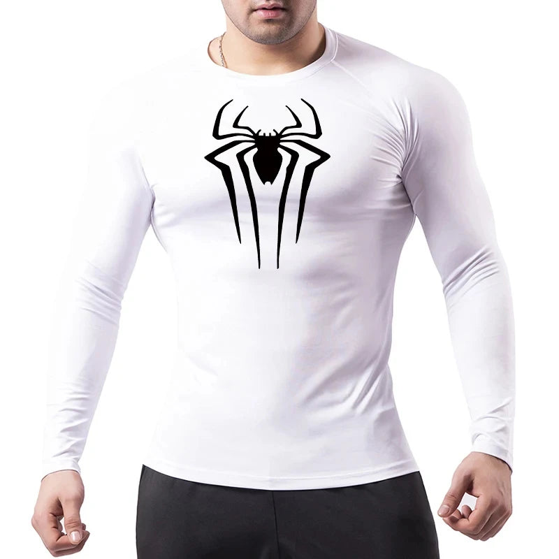 Men's "Spider Web" Compression Shirt – Premium Long Sleeve Rash Guard for Gym & BJJ