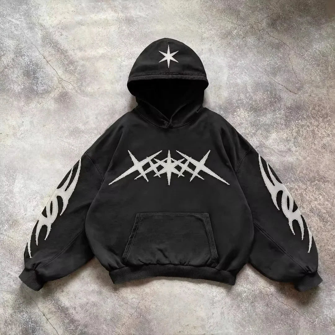 Retro Gothic "Evil Angel" Graphic Hoodie – Premium Y2K Punk Hip Hop Sweatshirt