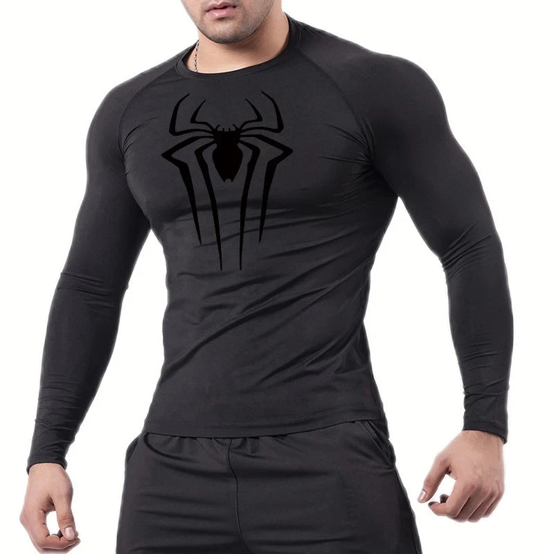 Men's "Spider Web" Compression Shirt – Premium Long Sleeve Rash Guard for Gym & BJJ