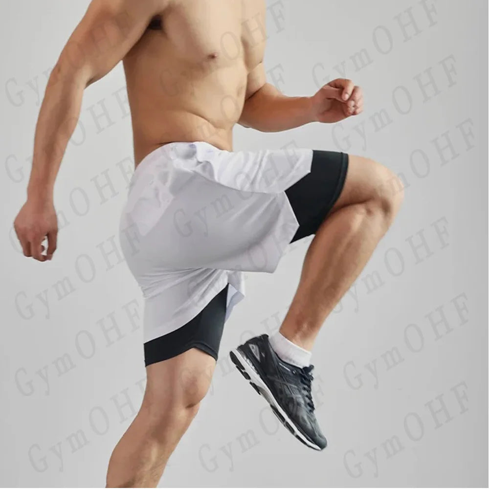Men's "Heroic Spirit" Anime 2-in-1 Fitness Set – Compression Tee & Double-Deck Shorts