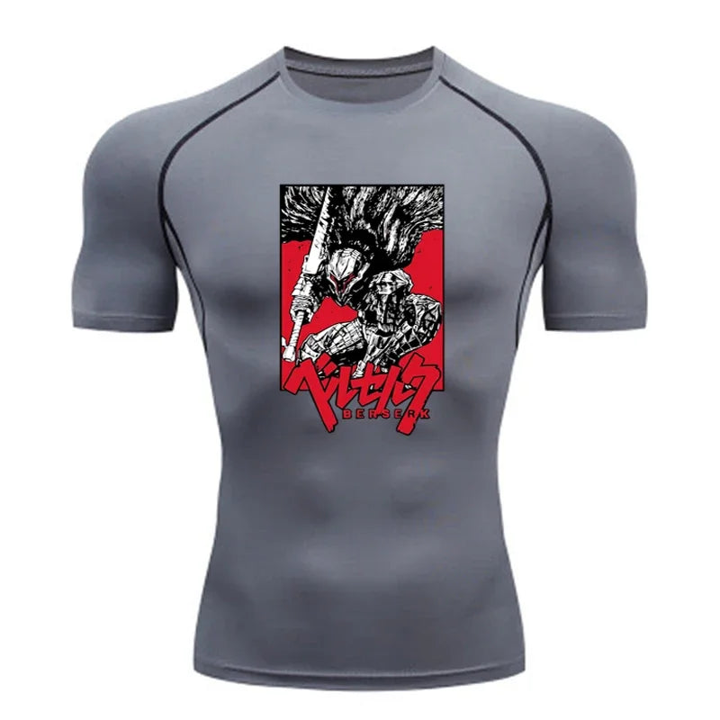 AoFuson Wolf" Berserk "Guts" Compression Shirt – Premium Anime Gym Rash Guard