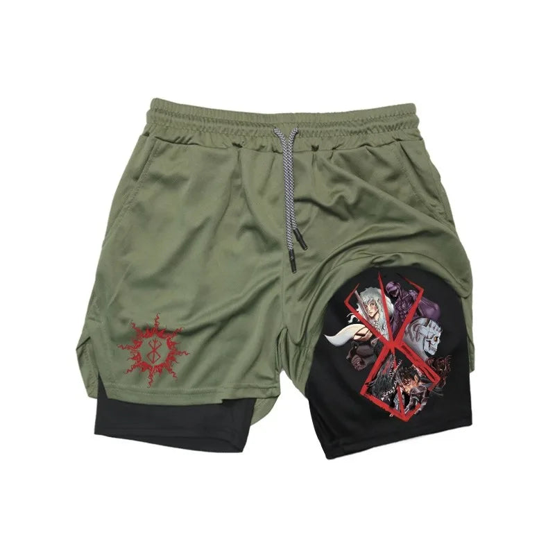 Official Berserk "Guts" 2-in-1 Performance Shorts – Premium Compression Gym Shorts