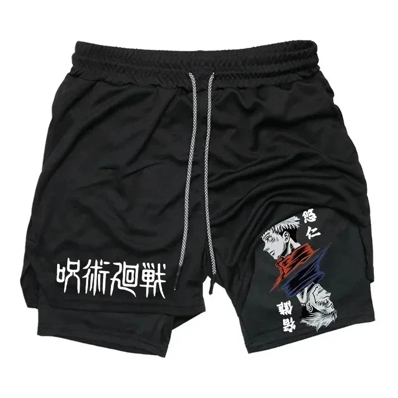 LAMLKKY" Jujutsu Kaisen 2-in-1 Performance Shorts – Premium Anime Gym Compression Shorts