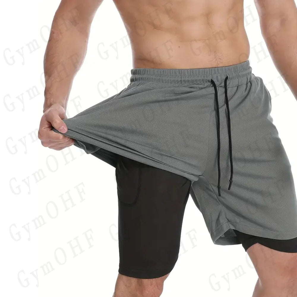 Men's "Heroic Spirit" Anime 2-in-1 Fitness Set – Compression Tee & Double-Deck Shorts