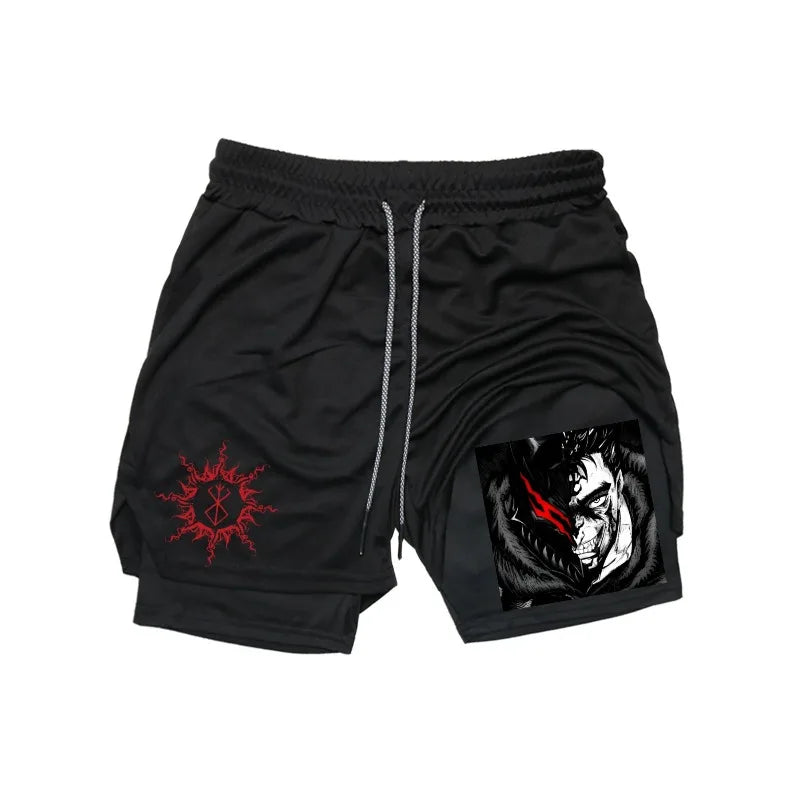 Official Berserk "Guts" 2-in-1 Performance Shorts – Premium Compression Gym Shorts