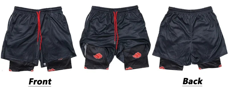 "HooThreads" Anime Performance 2-in-1 Shorts – Premium Bilayer Athletic Shorts for Men