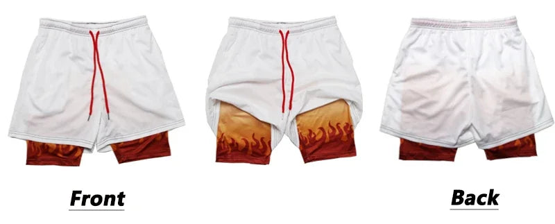 "HooThreads" Anime Performance 2-in-1 Shorts – Premium Bilayer Athletic Shorts for Men
