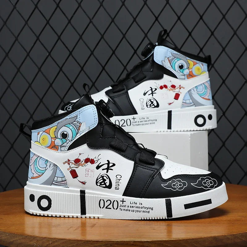 DF.Echo High-Top Skate Shoes – Genuine Leather Unisex Sneakers for Teens & Adults | Designer Street Style