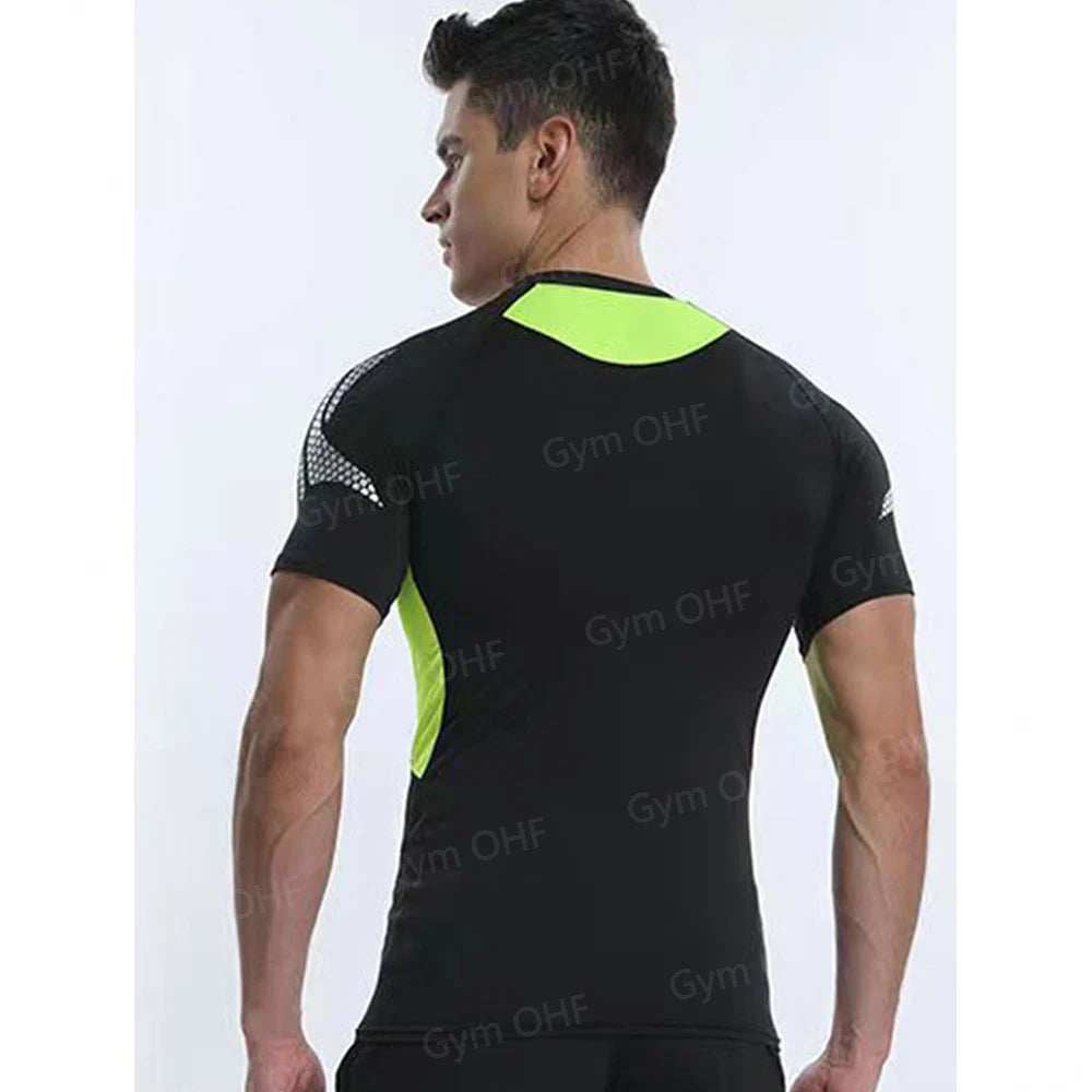 Men's "Anime Funny Face" 2-in-1 Fitness Set – Compression Tee & Double-Deck Shorts