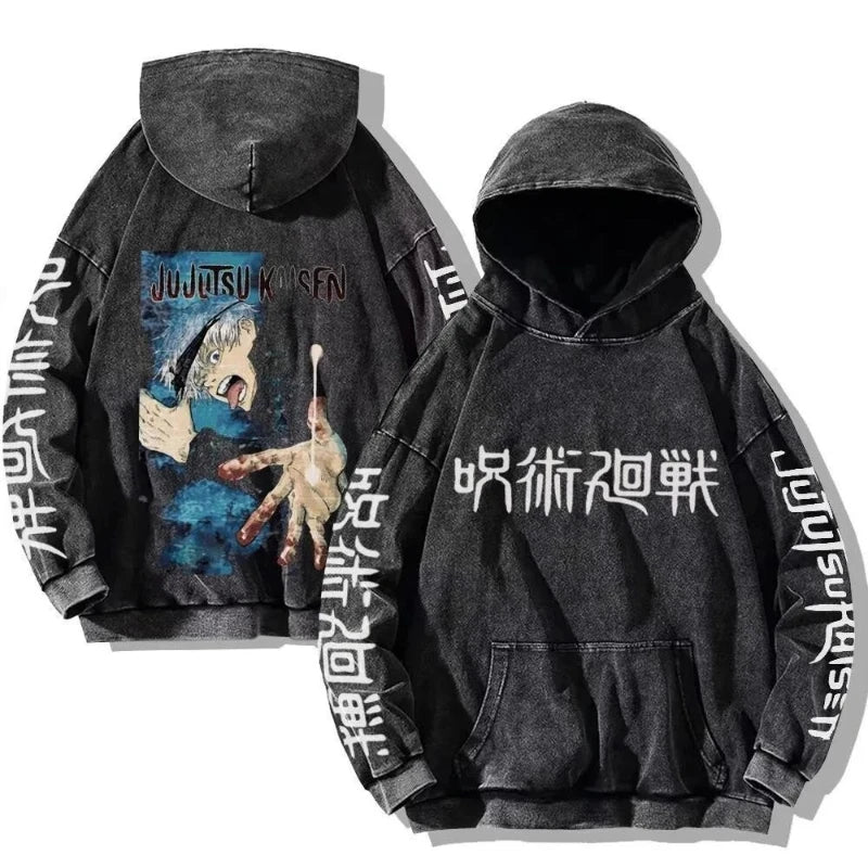 Official Jujutsu Kaisen Vintage Washed Hoodie – Premium Oversized Anime Sweatshirt