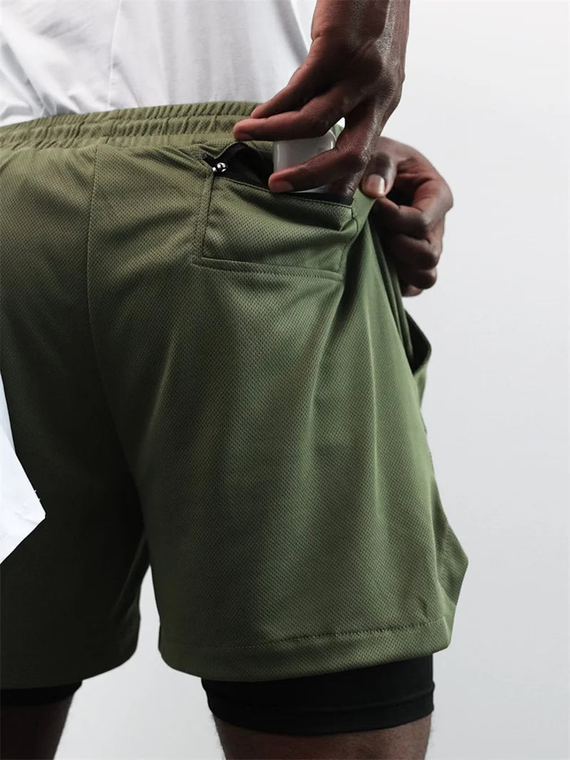 "Street Ninjas" Angel Cross 2-in-1 Performance Shorts – Quick-Dry Athletic Shorts with Phone Pocket