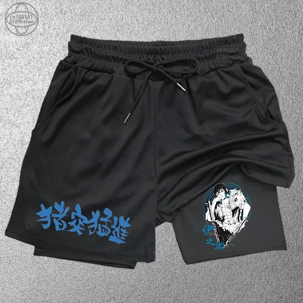 Official Bandai "Inosuke" 2-in-1 Performance Shorts – Premium Demon Slayer Athletic Shorts